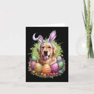 Golden Retriever Dog Bunny Ears Easter Eggs Spring Kaart