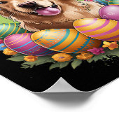 Golden Retriever Dog Bunny Ears Easter Eggs Spring Poster (Hoek)