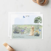 Golden Retriever Dog Butterfly Monogram    Notitiekaartje (Voorkant / Achterkant in situ)