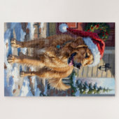 Golden Retriever Dog Carrying Christmas Angel Legpuzzel (Horizontaal)