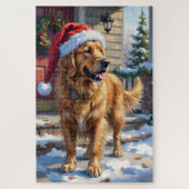 Golden Retriever Dog Carrying Christmas Angel Legpuzzel (Verticaal)