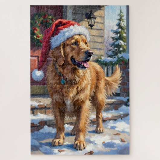Golden Retriever Dog Carrying Christmas Angel Legpuzzel (Verticaal)