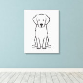 Golden Retriever Dog Cartoon Canvas Afdruk (Insitu (Houten vloer))