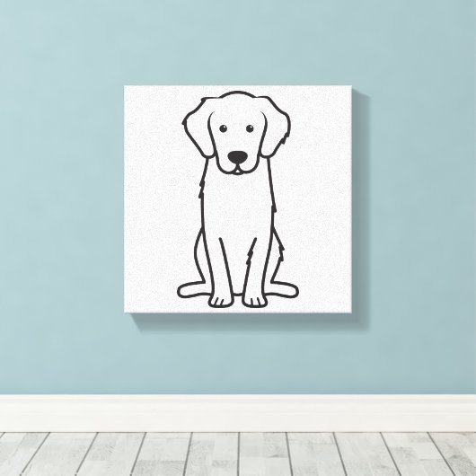 Golden Retriever Dog Cartoon Canvas Afdruk (Insitu (Houten vloer))