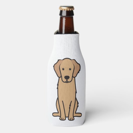 Golden Retriever Dog Cartoon Flesjeskoeler (Fles Voorkant)