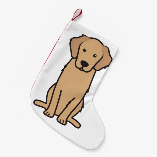 Golden Retriever Dog Cartoon Kleine Kerstsok (Voorkant (Hangend))
