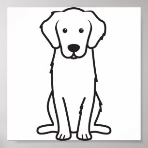 Golden Retriever Dog Cartoon Poster