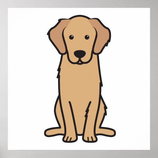 Golden Retriever Dog Cartoon Poster (Voorkant)