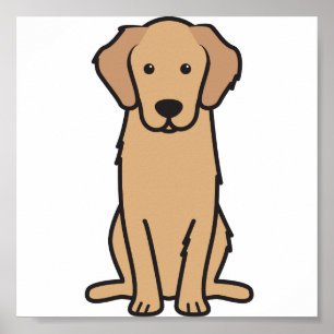 Golden Retriever Dog Cartoon Poster