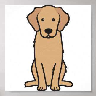 Golden Retriever Dog Cartoon Poster