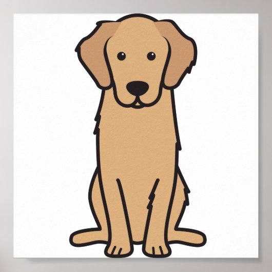Golden Retriever Dog Cartoon Poster (Voorkant)