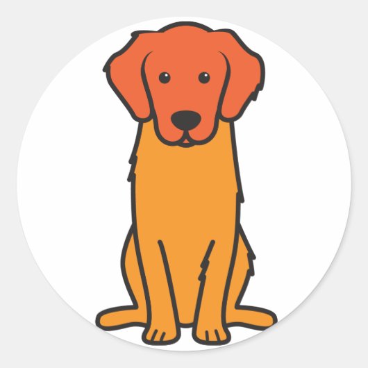 Golden Retriever Dog Cartoon Ronde Sticker (Voorkant)