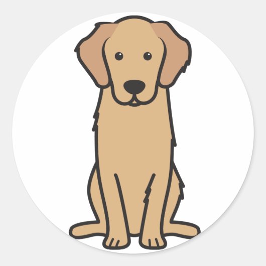 Golden Retriever Dog Cartoon Ronde Sticker (Voorkant)