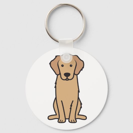 Golden Retriever Dog Cartoon Sleutelhanger (Voorkant)