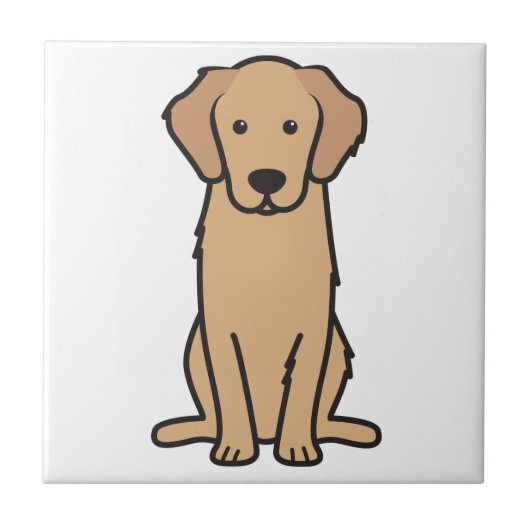 Golden Retriever Dog Cartoon Tegeltje (Voorkant)