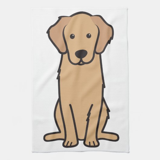 Golden Retriever Dog Cartoon Theedoek (Verticaal)