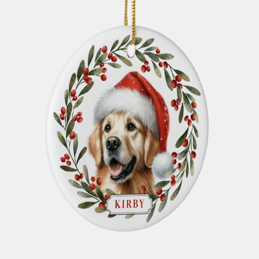 Golden Retriever Dog Ceramic Circle Ornament (Rechts)