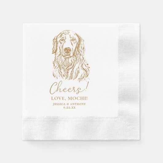 Golden Retriever Dog Cheers Aangepaste bruiloft Servet (Voorkant)