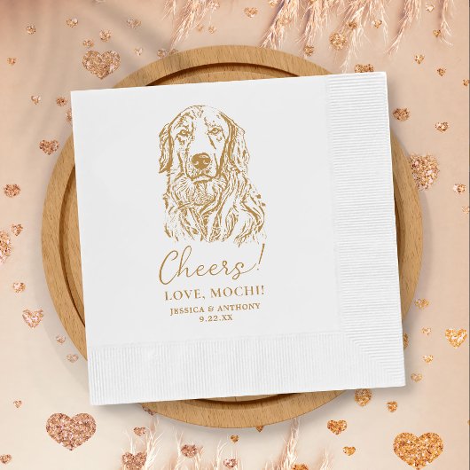 Golden Retriever Dog Cheers Aangepaste bruiloft Servet
