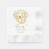 Golden Retriever Dog Cheers Aangepaste Cocktail se Servet (Voorkant)