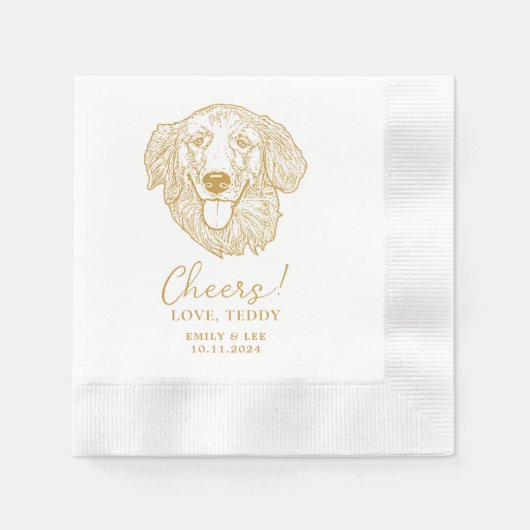 Golden Retriever Dog Cheers Aangepaste Cocktail se Servet (Voorkant)