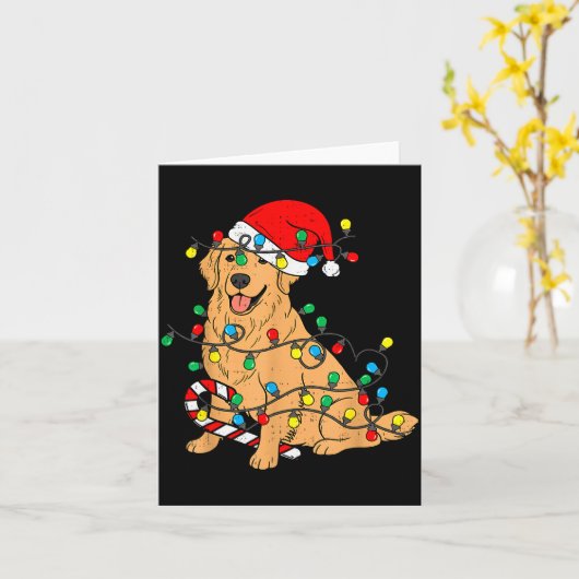 Golden Retriever Dog Christmas Lights Xmas Pet Dog Kaart (Gele Bloem)