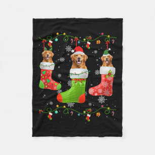 Golden Retriever Dog Christmas Sokken Lights Puppy Fleece Deken