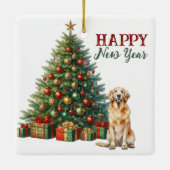Golden Retriever Dog Christmas Tree Keramisch Ornament (Achterkant)