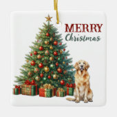 Golden Retriever Dog Christmas Tree Keramisch Ornament (Voorkant)