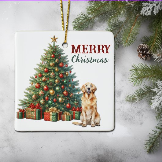 Golden Retriever Dog Christmas Tree Keramisch Ornament