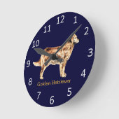 Golden Retriever Dog Clock Ronde Klok (Hoek)