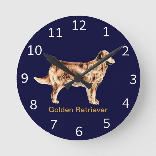 Golden Retriever Dog Clock Ronde Klok (Voorkant)