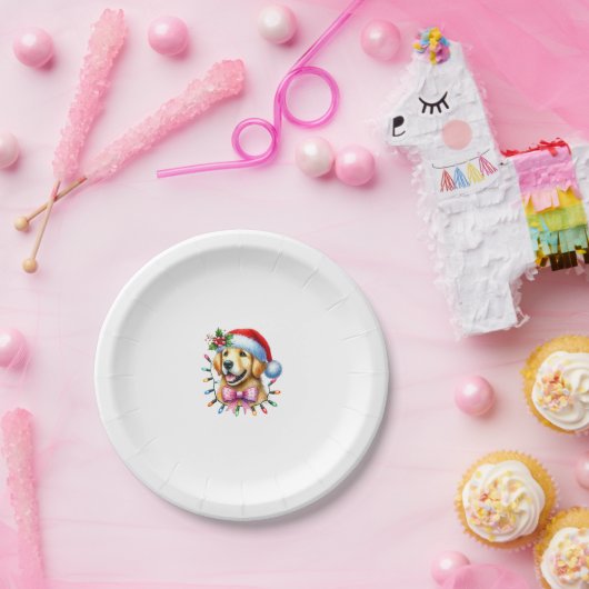 Golden Retriever Dog Coquette Bow Christmas Matchi Papieren Bordje (Feest)