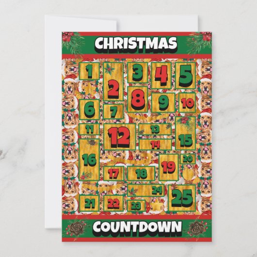 Golden Retriever Dog Countdown kerstavond Advent Feestdagenkaart (Voorkant)