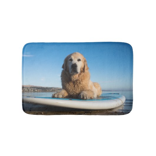 Golden Retriever Dog die op een pedaalbord leest Badmat (Voorkant)