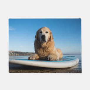 Golden Retriever Dog die op een pedaalbord leest Deurmat