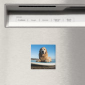 Golden Retriever Dog die op een pedaalbord leest Magneet (Insitu (Vaatwasser))