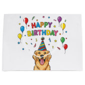 Golden Retriever Dog Doodle Happy Birthday Groot Cadeauzakje (Voorkant)