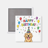 Golden Retriever Dog Doodle Happy Birthday Magneet (Voorkant / Achterkant)
