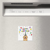 Golden Retriever Dog Doodle Happy Birthday Magneet (Insitu (Vaatwasser))