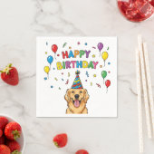 Golden Retriever Dog Doodle Happy Birthday Servet (Insitu)