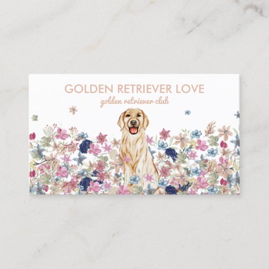 Golden Retriever Dog Drawing Visitekaartje (Voorkant)