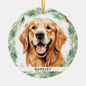 Golden Retriever Dog Elegant Waterverf Kerstmis Keramisch Ornament (Voorkant)
