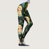 Golden Retriever Dog, Eucalyptus Leaves, Paw Print Leggings (Rechts)