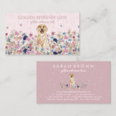 Golden Retriever Dog Floral Editable Visitekaartje (Voorkant / Achterkant)
