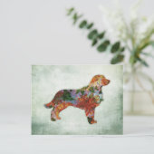 Golden Retriever Dog Floral over Groen Briefkaart (Staand voorkant)