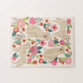 Golden Retriever Dog Florals Legpuzzel (Horizontaal)