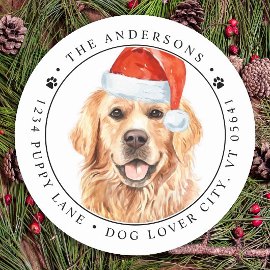 Golden Retriever Dog Funny Return Address Ronde Sticker