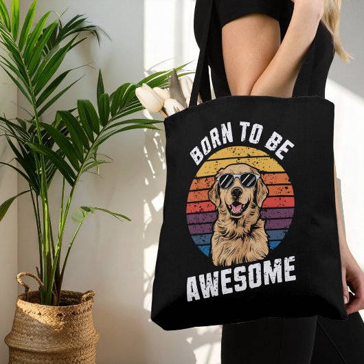 Golden Retriever Dog geboren uit Geweldige retro-z Tote Bag