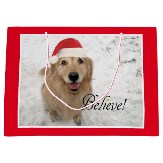 Golden Retriever Dog gelooft kerst Groot Cadeauzakje (Voorkant)